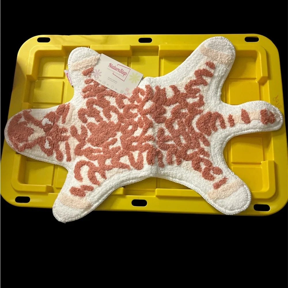 Starfish Bath Mat - Cream and Pink